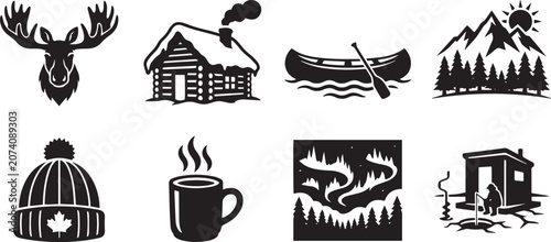 Fotografía Collection of Canadian Passport, Anthem, Map Pin, and Patriotic Emblem Vector Sy