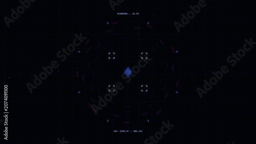 Futuristic Digital HUD Scanning Interface with Rotating Circular Target