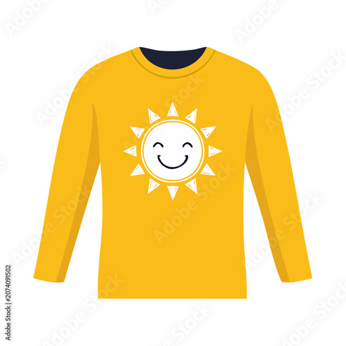 Smiling Sun Flat Vector Illustration