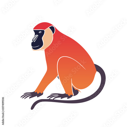 Red Howler Monkey Flat Vector Illustration
