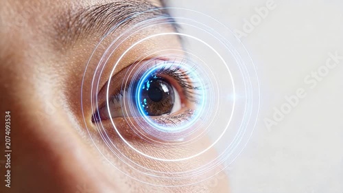 Closeup of human eye with digital rings