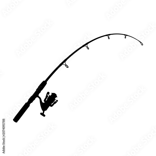 Принти на полотні Fishing rod, fishing pole, black silhouette, vector illustration, recreational f