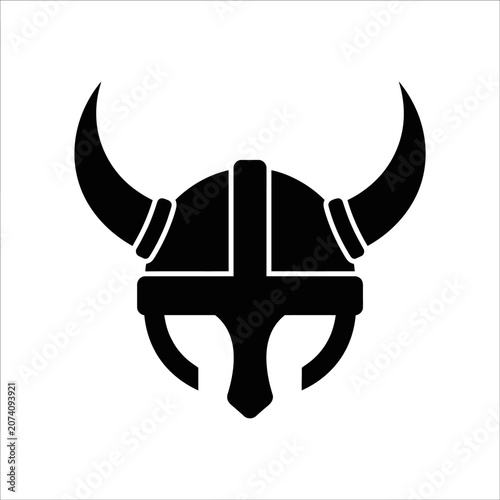 Viking Helmet Icon, Black Viking Helmet, Horned Helmet Illustration, Medieval Symbol