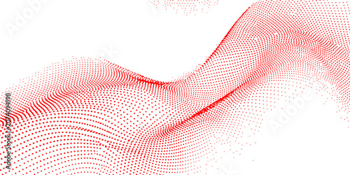 Abstract Red Particle Wave Background: Dynamic flowing dot mesh with futuristic digital motion