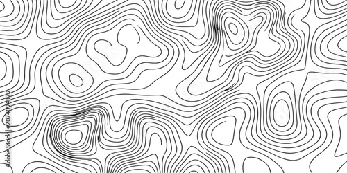 Abstract Topographic Contour Line Pattern: Minimal monochrome elevation map background with flowing curves
