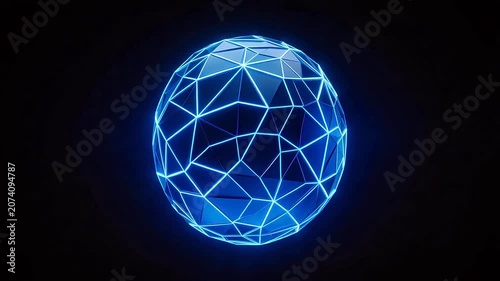 Blue glowing geometric sphere