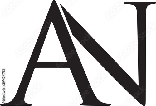  Letter AN  Alphabet Symbol Icon Illustration with Modern Triangle Design Vector Font Element