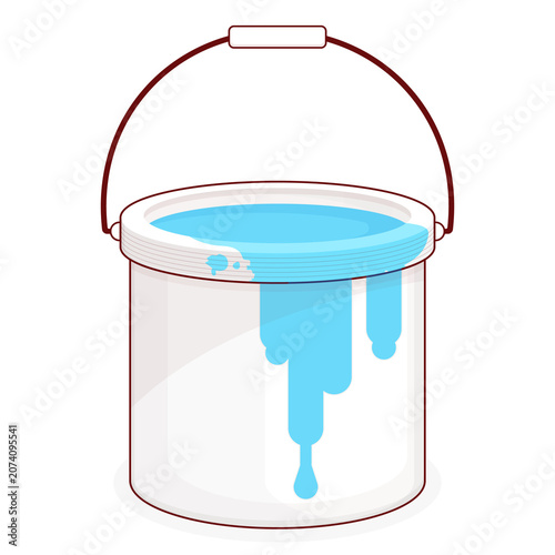 White Paint Bucket with Blue Paint Dripping illustration