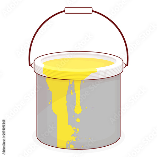 Grey Paint Bucket with Yellow Paint Dripping illustration