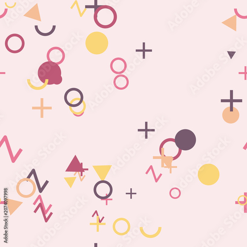 Pink memphis style repeat pattern, playful abstract print ideal for textile, home decor and craft
