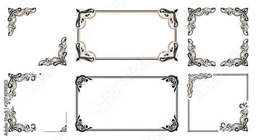 Ornate Corner Designs - Decorative Borders and Frames Elements
