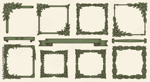 Ornate Leafy Flourishes and Frames - Vintage Decorative Elements