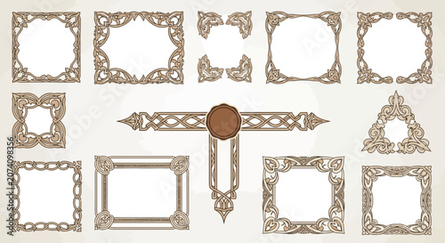 Ornate Vintage Decorative Borders and Frames, Ornate Corners, Floral Design