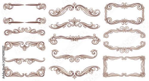 Ornate vintage flourishes, borders, and dividers, decorative elements