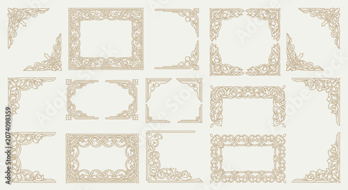 Ornate Vintage Corner Ornaments & Borders - Decorative Flourishes Set