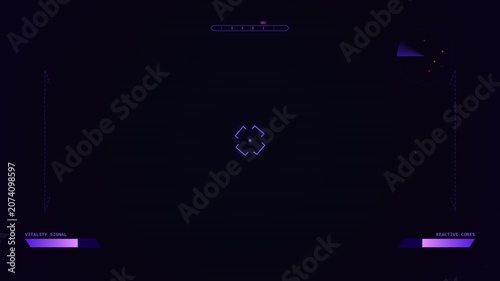 Futuristic HUD interface with digital radar and changing color systems