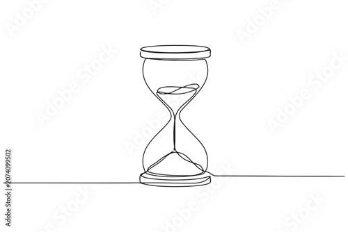 Schilderij op canvas Minimalist continuous line art drawing of an hourglass measuring time with hourg
