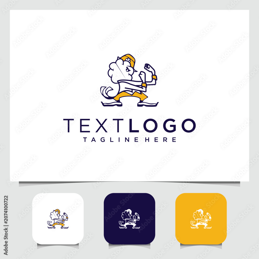 Fototapeta premium Cute mascot silhouette of a person boxing logo design template