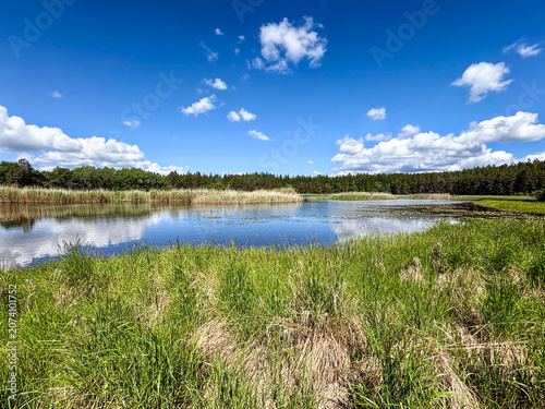 Lakeside View With Reflection of Blue Skies