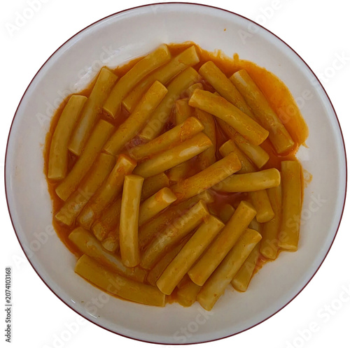 Korean Rice Cake in Spicy Sauce Tteokbokki Cutout PNG