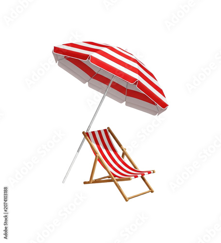 Beach chair and umbrella, summer vacation, relaxation, seaside leisure