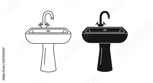 Modern bathroom sinks with faucets illustration
