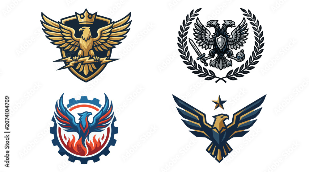 Fototapeta premium Set of heraldic eagle crest logos and emblem designs
