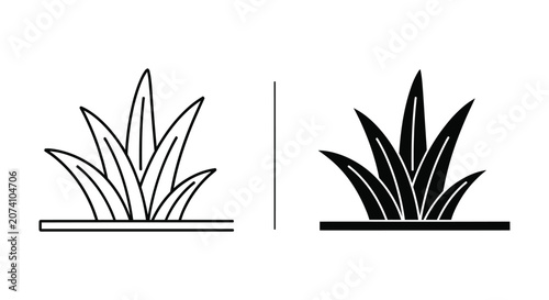 Simple grass and plant illustration with soil