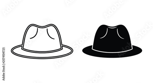 Two stylish black fedora hats side by side