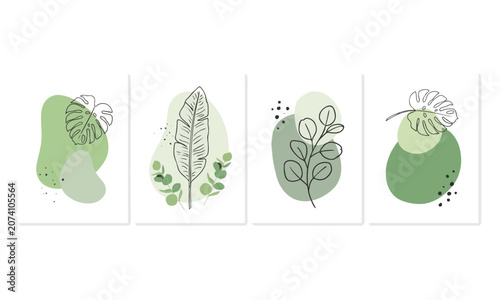 Modern Tropical Botanical Abstract Posters.
