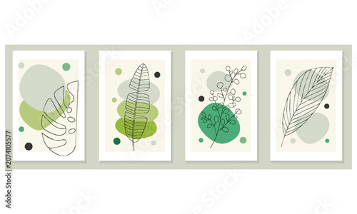 Minimal Scandinavian Botanical Poster Set.