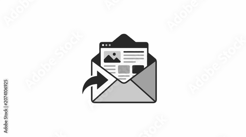 A gray envelope with a document sticking out