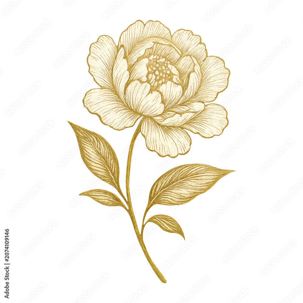 Fototapeta premium PNG Elegant golden floral illustration