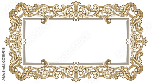 Ornate vintage rectangle frame with filigree details, antique decorative border
