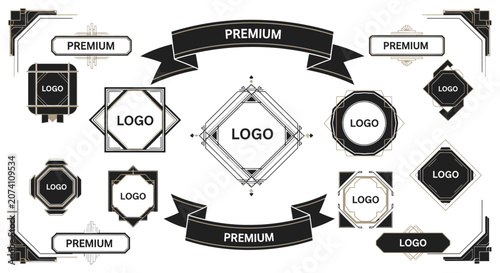 Premium Logo Design Elements: Vintage Frames, Ribbons, and Ornate Borders