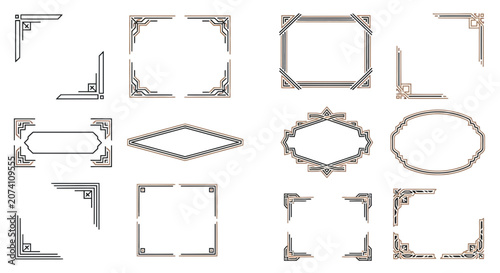Vintage Decorative Corner & Frame Elements, Art Deco Style Graphic Designs