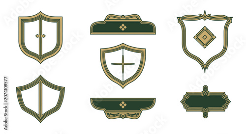 Vintage Ornamental Shields and Frames Icons - Vector Set
