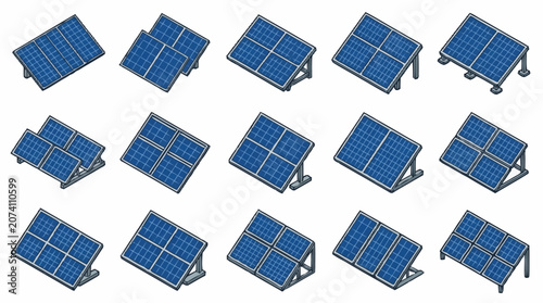 Fotografía Multiple solar panels arranged in a grid pattern.