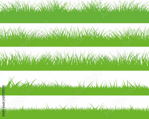 Φωτογραφία Stylized Green Grass Strips On White Background Repeating Pattern
