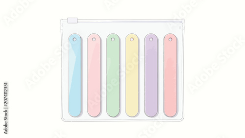 Six Pastel Glitter Bar Soap Samples in Clear Plastic Zipper Pouch: Minimalist Aesthetic Arrangement of Soft Blue, Pink, Green, Yellow, Purple, and Peach Colors