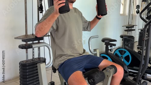 Video of a man exercising in a modern gym. Fitness and healthy lifestyle concept representing strength training, physical activity, endurance and personal wellness.
