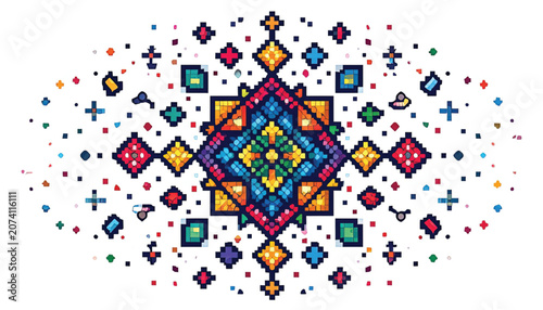 Colorful Geometric Diamond Shape Pattern Design.