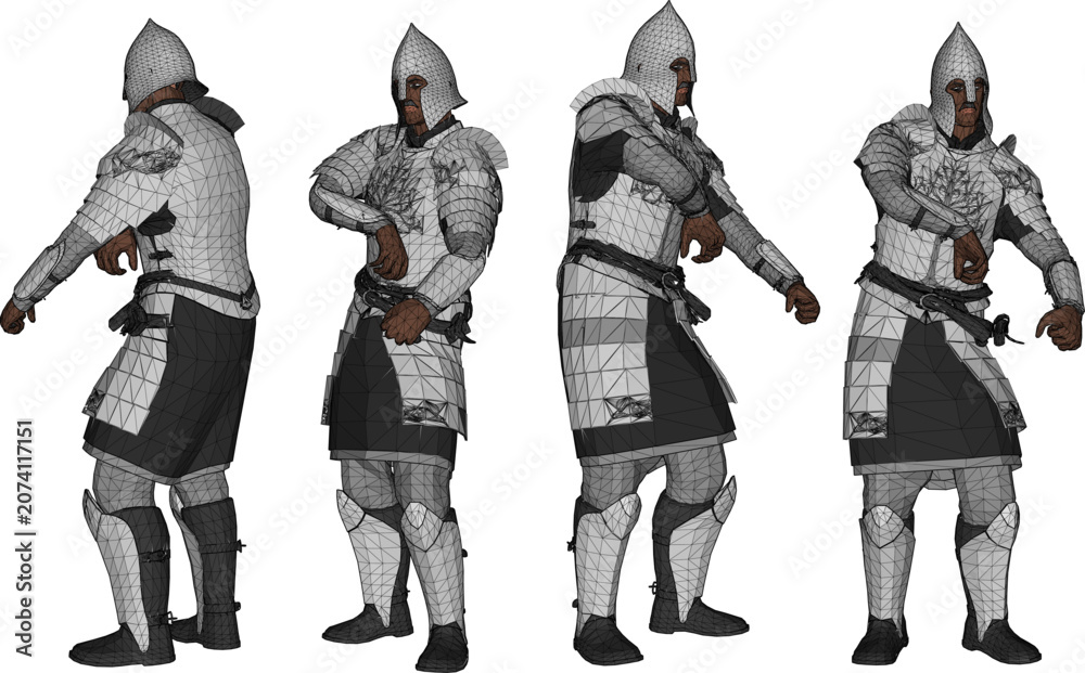 Fototapeta premium Vector sketch illustration of a classic vintage old royal knight warrior design in armor with head protection
