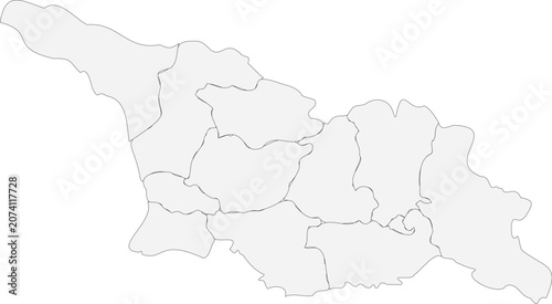 Light gray political map of Georgia country with regional administrative divisions