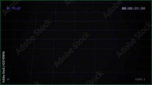 Vintage VHS camera overlay with digital grid and timecode interface