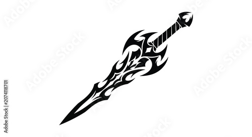 Canvas Print Stylized Sword Silhouette Against A White Background
