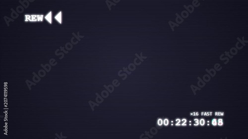 Retro VHS Rewind Interface Overlay with Digital Timecode Tracking