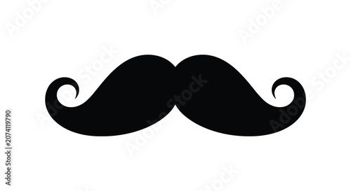 Tableau sur toile Black mustache silhouette on a white background simple facial hair shape