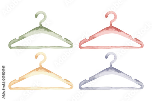 Canvas Print set of Watercolor Clothes Hanger Clipart, Laundry Organization illustration
