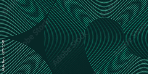 Foto Garis geometris atas bersinar pada latar belakang hijau gelap